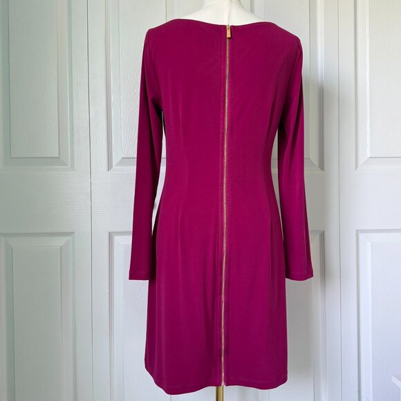 VINCE CAMUTO | Magenta Long Sleeve Exposed Back Zipper Dress Sz 6 - Picture 2 of 4